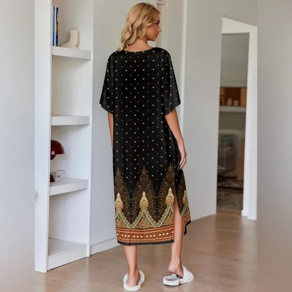 Ekouaer Women's Nightgown Short Sleeve Sleepshirt Long Loungewear with Pockets - Picture 4 of 9